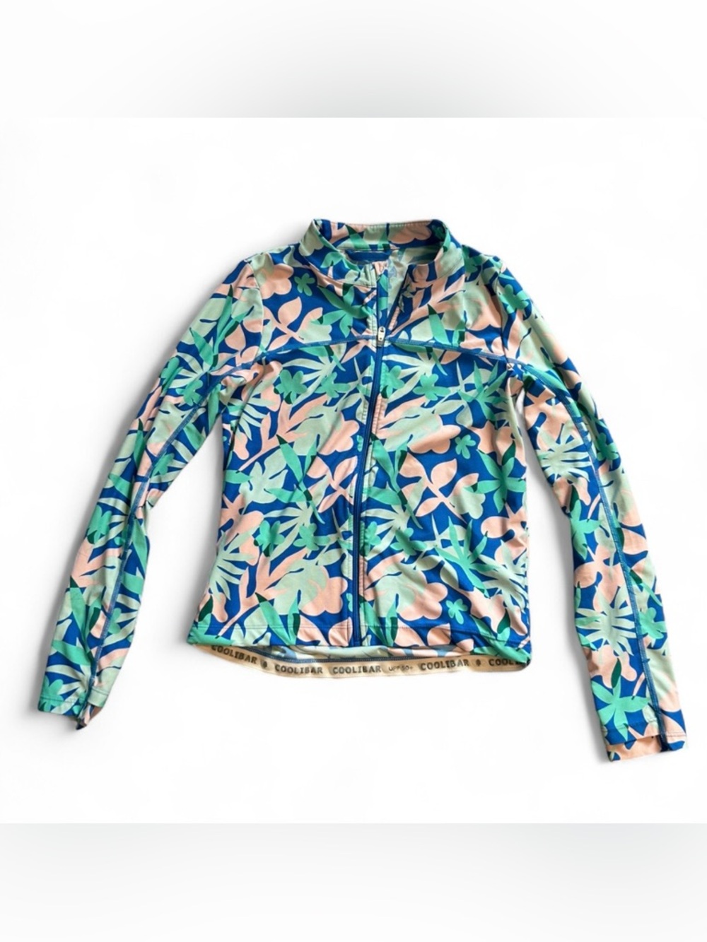 Coolibar Floral Zip-Up Sun Jacket in Blue, Green & Pink